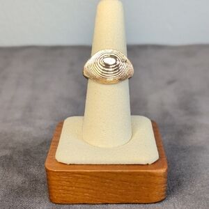 Shell-Texture Statement Ring - Goldtone Size 7